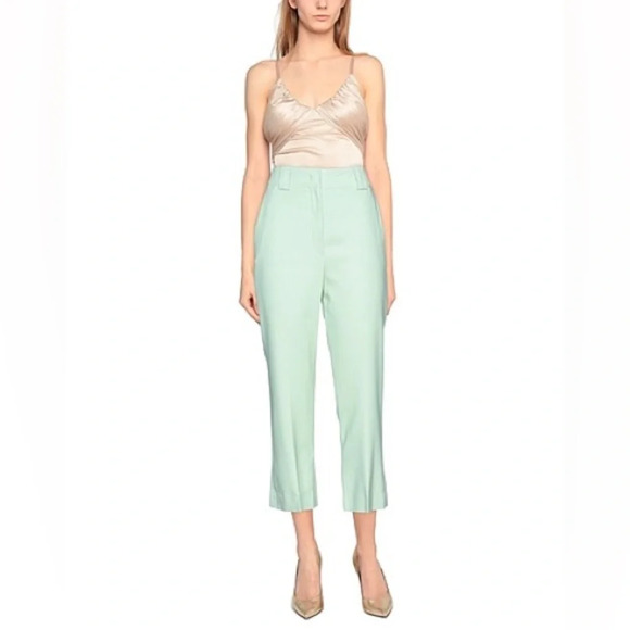 NWT Salvatore Ferragamo Women’s Cropped Pants Mint Green Size 42 (6 or 8) - Picture 1 of 14
